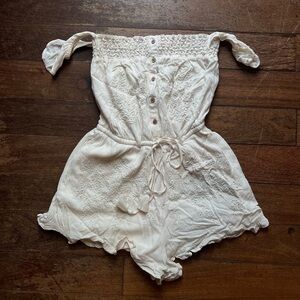 Cream/White Strapless Romper
